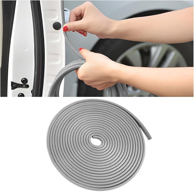 Car Door Edge Guards, 16Ft Rubber Seal Car Door Edge Trim, U Shape Door Edge Protector Guard, Aluminum Weather Proofing Automotive Door Edge Molding Protection for Most Car (Gray)