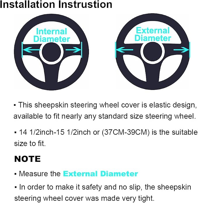 3Pcs Set Fashion Fluffy Fuzzy Wool Fur Soft Car Steering Wheel Cover with Handbrake Cover & Gear Shift Cover for Women/Girls/Ladies Auto Long Wool Accessories, Dark Red