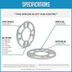 4 Pcs Die Cast Wheel Spacers 8mm 5/16" Thick Fits Bolt Patterns 4x100mm 4x108mm 4x4.25 4x110mm 4x114.3mm 4x4.50 5x114.3mm 5x4.50 Fits 4 Lug Pass Cars - Not Hub Centric