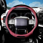 Breathable Leather Steering Wheel Cover with Non-Slip Grip for Enhanced Comfort - Designed for 15.35-16.14Inch Wheels on Pickup Trucks & Large SUVs. (15.74-inch red)