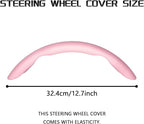 2-Piece Steering Wheel Cover, Carbon Fiber Segmented Steering Wheel Protector, Universal and Anti-Slip Durable Car Leather Protective Cover, Car Interior Accessories for Women and Men (Pink)
