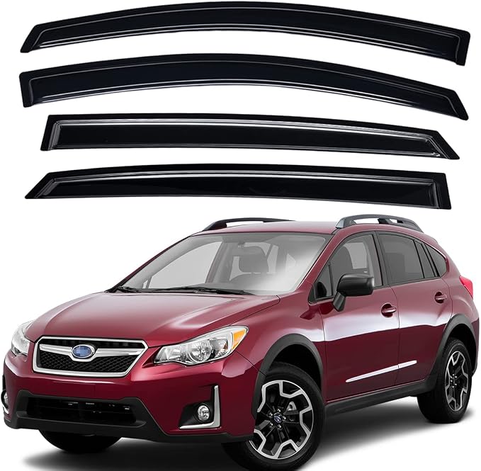 Extra Durable Outside-Mount Auto Vent Window Visor, Fits 2013-2015 Subaru XV CrossTrek, 2016-2017 CrossTrek, 2012-2016 Impreza Hatchback, Original Wind Deflector Rain Guard, Smoke, 4-Pcs