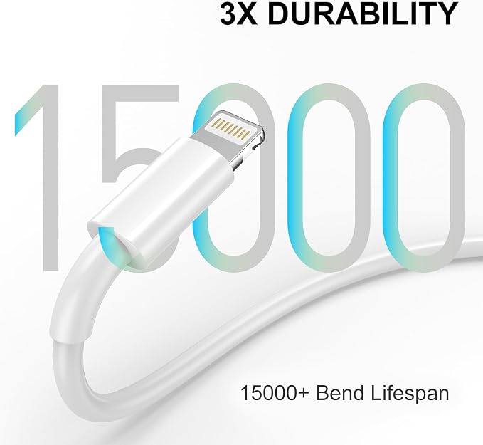 Car iPhone Carplay Cable, Car Charger Cord, USB A to Lightning Cable Fast Charging & Data Transfer for iPhone 14/13/12/11 Pro Max XR XS X 8 7 6 Plus SE Tangle-Free,3ft White