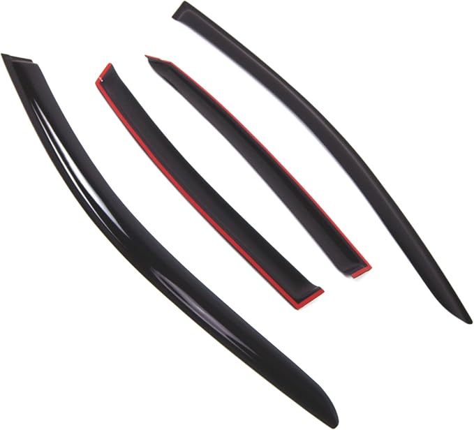 WD2-770B Dark Smoke 4 Pcs Set Window Visor (Outside Mount) Deflector Rain Guard Compatible with 2017-2018 Nissan Altima Sedan