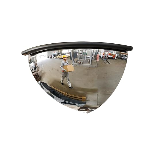 18" 1/4 Acrylic Quarter Dome Security Mirror – 90 Degree Convex Corner Safety Mirror for Blind Spot Elimination in Warehouses, Offices, Retail Stores, and Parking Garages (1, 18 Inch)
