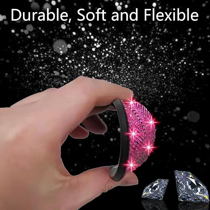 2pcs Bling Car Cup Holder Coaster, 2.75 inch Anti-Slip Shockproof Universal Fashion Car Coasters Insert Bling Crystal Rhinestone Automotive Interior Accessories for Women (2 pcs, Rose Red)
