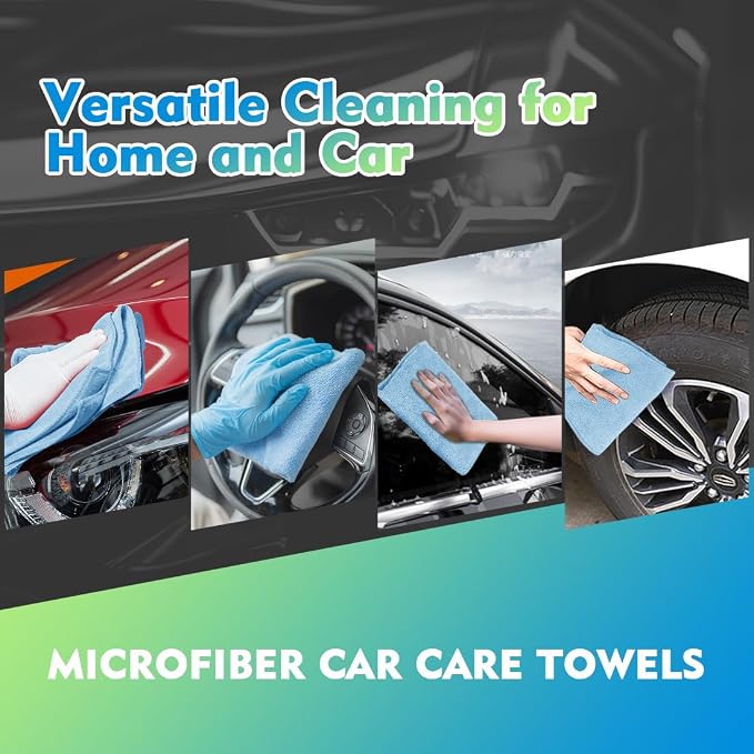 Blue Microfiber Cleaning Cloth 20 Pack 11.5 x 11.5 inch Microfiber Towels for Cars Ultra Absorbent Car Washing Cloth Lint Free Streak Free Cleaning Rags for Car, Kitchen Window