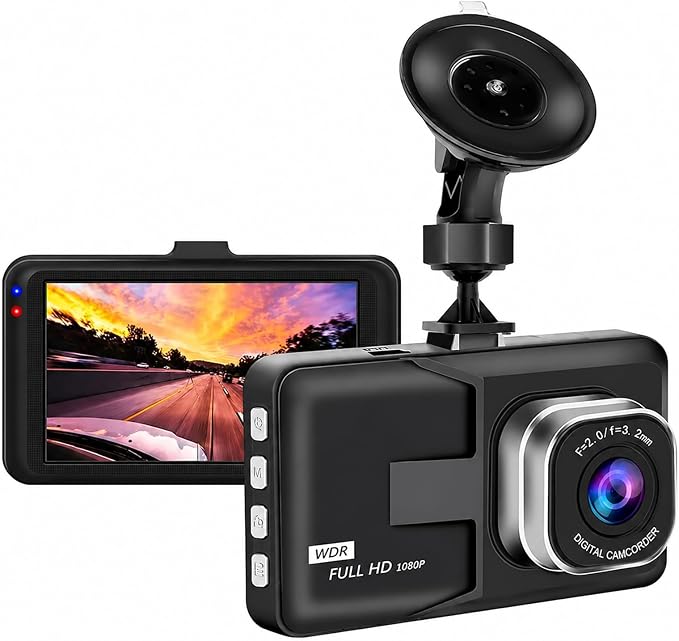 3-inch 1080p High-Definition Dash cam for Cars, 24 Hour Recording, 170° Large Wide-Angle,Super Night Vision, G-Sensor Parking Monitoring Loop Video Motion Detection