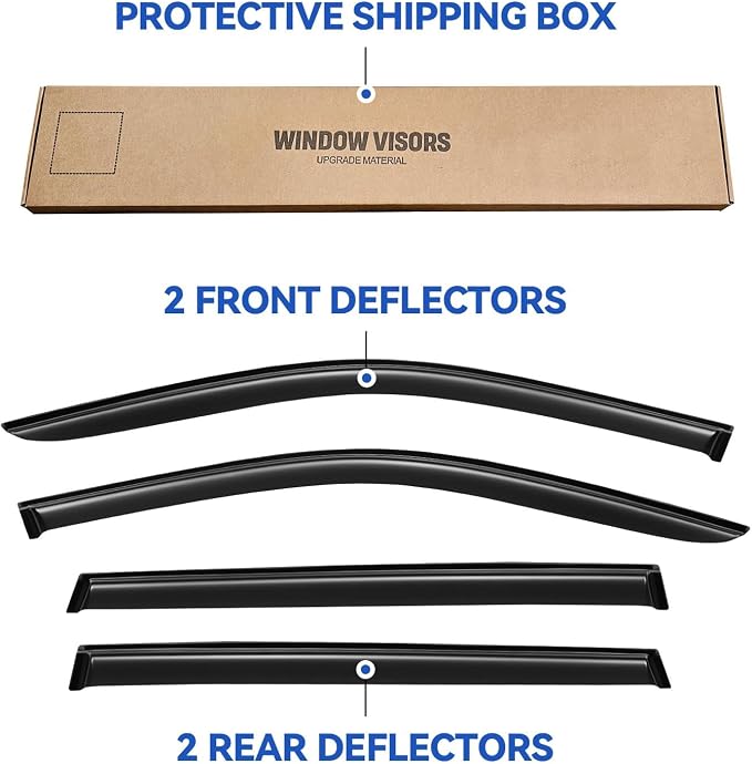 Window Visors Rain Guards for Honda Pilot 2016-2022, Out-Channel Window Vent Wind Deflectors Visors Shades for 16-22 Pilot (Excludes Touring Models)