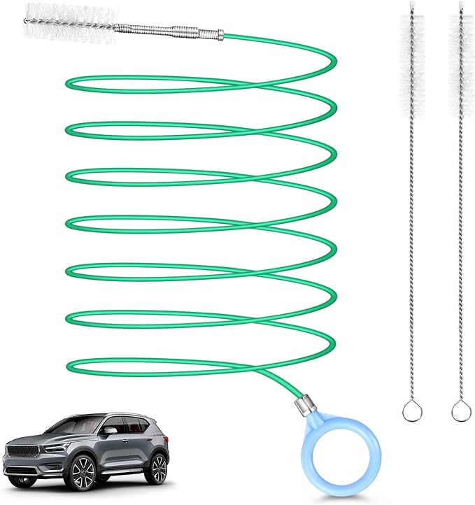 Auto Sunroof Drain Cleaning Tool,197Inch Long Pipe Cleaner for Car,Flexible Tube Cleaning Brush with 2Pcs 7.9inch Cleaning Brush Skinny Pipe Drain Dredge Cleaning Tool for Car Sunroof Wiper Drain Hole