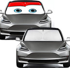 Windshield Sun Shade for 2017-2026 Tesla Model Y/Model 3 Sunshade Accessories Foldable Sunshade (Fit 2025-2026 Model Y Juniper/ 2024 Model 3 Highland) Blocks UV Rays Keep Car Cool (Red)