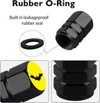 4Pack Bat Tire Valve Caps Universal Tire Air Cap Valves Stem Covers | Aluminum Alloy Rust-Proof Valve Stem Caps, for Auto SUV Truck Motorcycle Bicycle, Halloween Bat Gifts for Women Men Driver