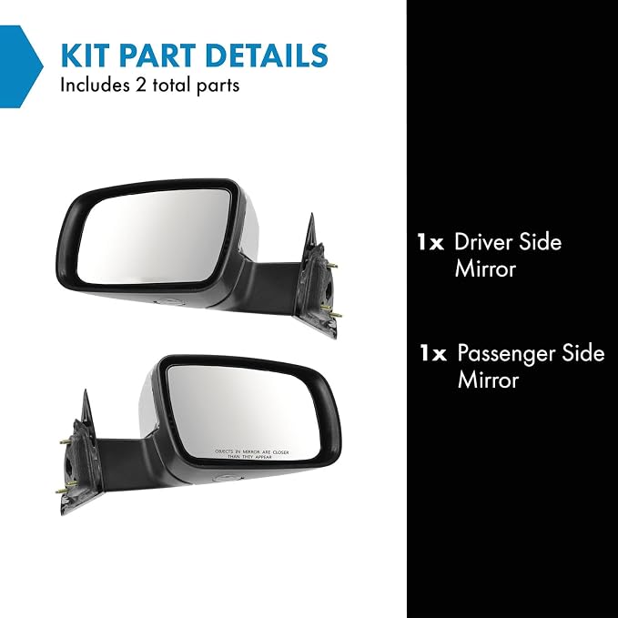 2 Piece Driver and Passenger Side Mirror Assembly Set Electric Adjustment Heated Memory Chrome Compatible with 2005-2007 Ford Five Hundred Mercury Montego FO1320376 FO1321376