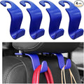 4PCS Car Seat Headrest Hook, Auto Back Seat Hanging Storage Organizer, Vehicle Seatback Hanger Holder for Purse Handbag Coat Umbrella, Universal Interior Car Accessories (Dark Blue)