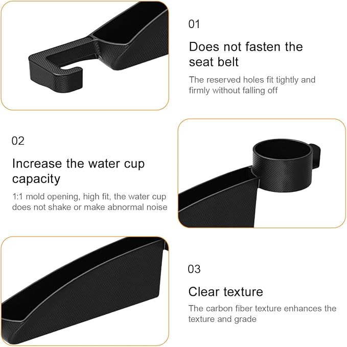 2PCS Car Seat Gap Filler, Dual Slot Carbon Fiber Vehicle Side Seat Gap Organizer Strip with Cup Holder, Auto Console Guard Spacer Stop Things from Dropping, Universal Fit (Black)