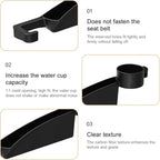 2PCS Car Seat Gap Filler, Dual Slot Carbon Fiber Vehicle Side Seat Gap Organizer Strip with Cup Holder, Auto Console Guard Spacer Stop Things from Dropping, Universal Fit (Black)