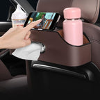 New car headrest Rear seat Multifunctional Storage Box, partition Design, with Cup Holder, Tissue Box, headrest Hook, Suitable for Children and Adults, car Travel Accessories（Coffee Color）