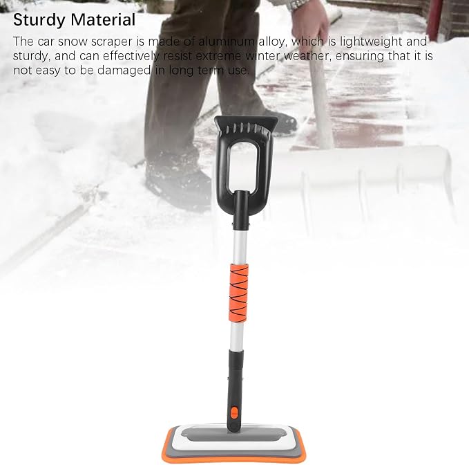 Snow Brush and Detachable Ice Scraper,Car Snow Scrapers Aluminium Alloy Ergonomic Handle Efficient Snow Removal Snow Broom Ice Scraper for Car Windshield (Orange)