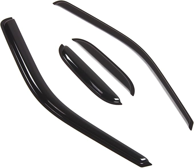 WD2-477 Dark Smoke 4 Pcs Set Window Visor (Outside Mount) Deflector Rain Guard Compatible with 1999-2016 Ford F-250 SuperCab/Extended Cab
