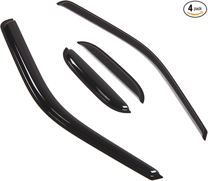 Outside Mount Window Vent Visors Rain Guards Compatible with Ford F-250 SuperCab 1999-2016 | Side Window Wind Deflectors Rain Shields | Smoke Tinted, 4 Pcs Set, DGWV-477-2