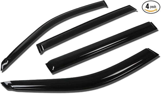 4Pcs Tape-On Window Visor Deflector Rain Guard Compatible with 2001-2007 Toyota Highlander XU20, Acrylic