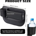 Car Leather Cup Holder Gap Bag, New Car Seat Gap Filler Organizer with Cup Holders, Console Organizer for Phone, Keys and Small Items, Universal Fit Essentials for SUV, Truck & Sedan (2pc)