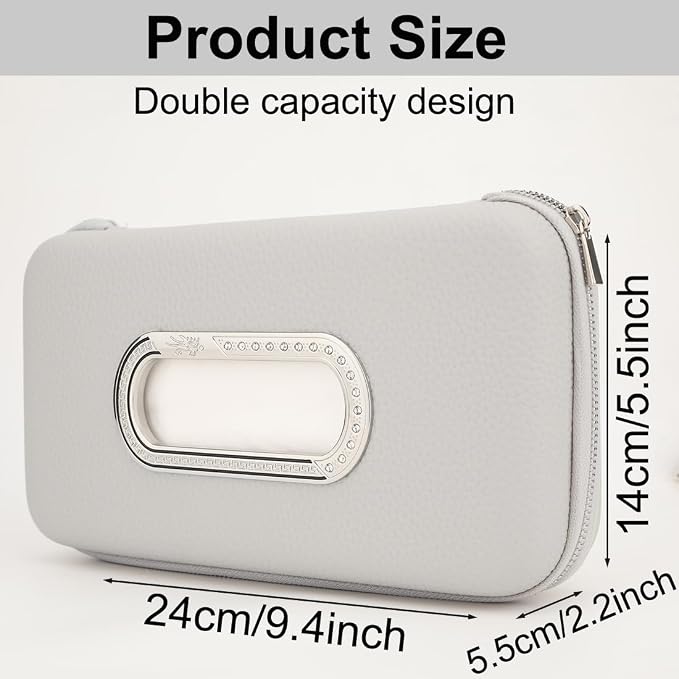 Car Tissue Holder, Sun Visor Napkin Holder, Car Visor Tissue Holder, Luxury PU Leather Backseat Tissue Case Holder (Grey)