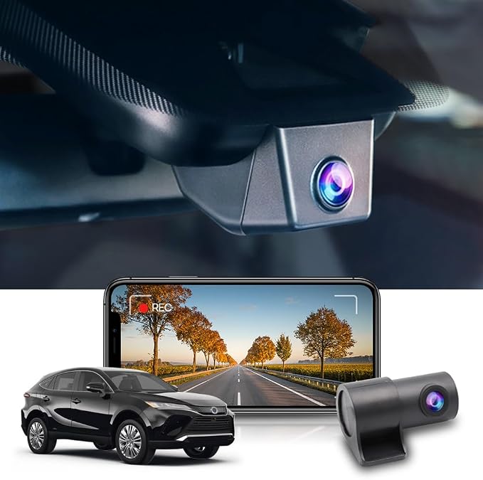 Dual 2160P+1080P Dash Cam Adapts for Toyota RAV4 2019-2021 (Model A, No Vents) & Prime Plug-in Hybrid, OEM Style, 2 Way HD Video, WiFi & APP, Loop Recording, G-Sensor, Easy to Use, 128GB Card