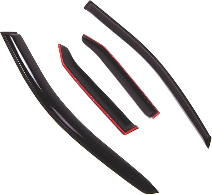 WD2-688 Dark Smoke 4 Pcs Set Window Visor (Outside Mount) Deflector Rain Guard Compatible with 2008-2013 Cadillac CTS