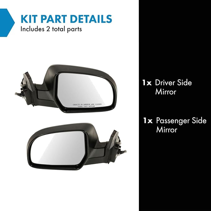 4 Piece Driver and Passenger Side Mirror Assembly Set Electric Adjustment Non-Heated No Memory Black Compatible with 2011-2014 Subaru Legacy Outback With Textured Cap SU1320123 SU1320137 SU1321123