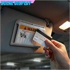 Car Sun Visor Organizer, Car Registration Holder with Parking Number Sticker, Self-Adhesive Card Pocket Storage Organizer to Keep Things Tidy (Gray)