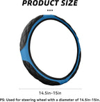 15 Inch Car Leather Steering Wheel Cover, Automotive Accessories Elastic Breathable Anti-Slip Soft Wheel Protector Fits Men and Women, Suitable for SUVs, Trucks, Vehicles and RVs (Blue)