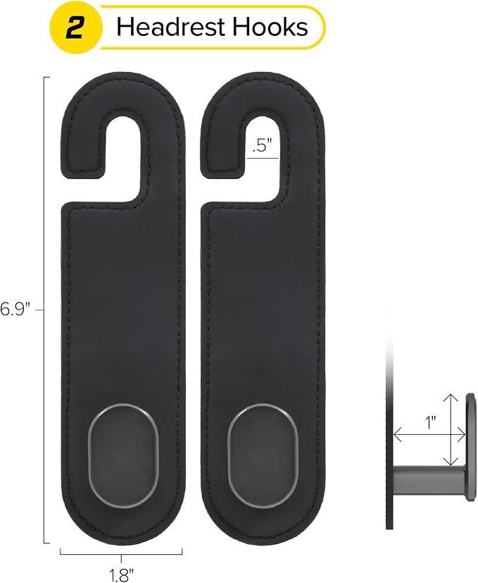 Headrest Hook (2-Pack) - Car Accessories | For Hanging Bags And Purses, Simple Seat Back Hangers, Car Essentials, Road Trip Essentials For Adults