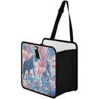 Car Trash Can Organizer Bin with Adjustable Strap for Back Front Seat Console Waterproof Leakproof Collapsible Portable 11 Inch Cute Cheetah and Palm Leaves