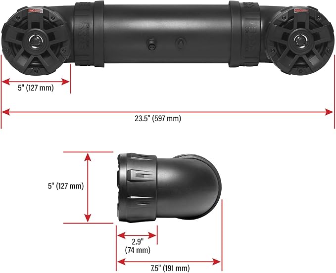UTV4B ATV UTV Weatherproof Sound System - 4 Inch Speakers, 1 Inch Tweeters, Built-in Amplifier, Built-in Bluetooth, Easy Installation for 12 Volt Vehicles