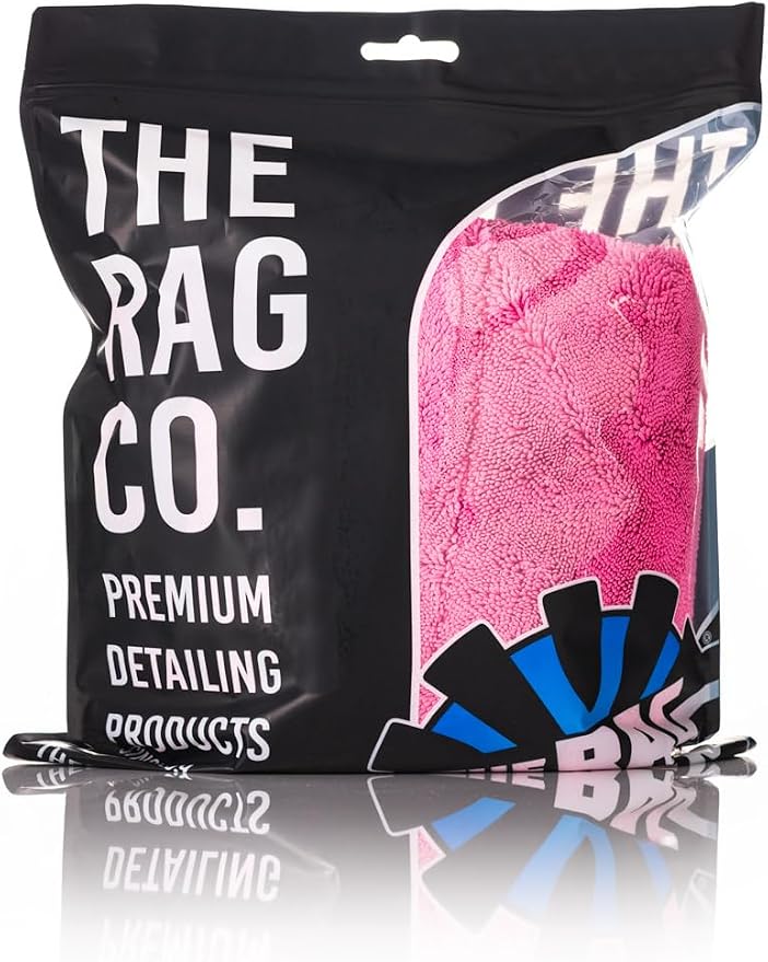 The Liquid8r M22, Absorbent 70/30 Blend Microfiber Drying Towel for Cars, Trucks, and SUVs, Safe for Detailing, Scratch-Free, Twist Loop, 2200 GSM, 20x20 Inches, Pink