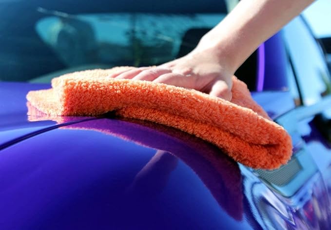 Eagle Edgeless 500 (4-Pack) Professional Korean 70/30 Blend Super Plush Microfiber Detailing Towels, 500GSM, 16in x 16in, Orange