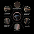 Gomass Car Steering Wheel Cover, Anti-Slip, Safety, Soft, Breathable, Heavy Duty, Thick, Full Surround, Sports Style (Black Brown)