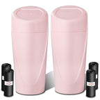 Car Trash Can with Lid-2Pack, Leakproof Garbage Can with 80 Attached Trash Bags, Mini Essential Car Accessories for Interior for Car, Home, Office（Sakura Pink）