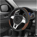 Sun Walker Steering Wheel Cover, 15 inch Breathable Steering Wheel Protector with Anti-Slip Lining, Comfortable Wheel Wrap Cover for Most Vehicles, Universal Car Accessories (Coffee)