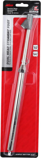 S-986 Straight Foot Dual Head Tire Pressure Gauge with Dual Head Chuck, 10-160 PSI Heavy Duty Air Pressure Gauge for Semi Truck, Tractor Trailer, Dually, RV and Automotive Tires