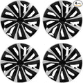 Hubcap Wheel Covers Hub Caps 13 Inch Set of 4 Black & Silver Universal Wheel Rim Cover R13 Stylish Car Decor Wheel Covers for Toyota Camry Nissan Mazda (black-01, 13 inch)