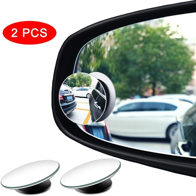 Yusheng 2PCS Mini Blind Spot Mirror, 1.57" Round HD Glass Convex Rear View Mirror, Strong Adhesive for Car (40mm, Frameless)