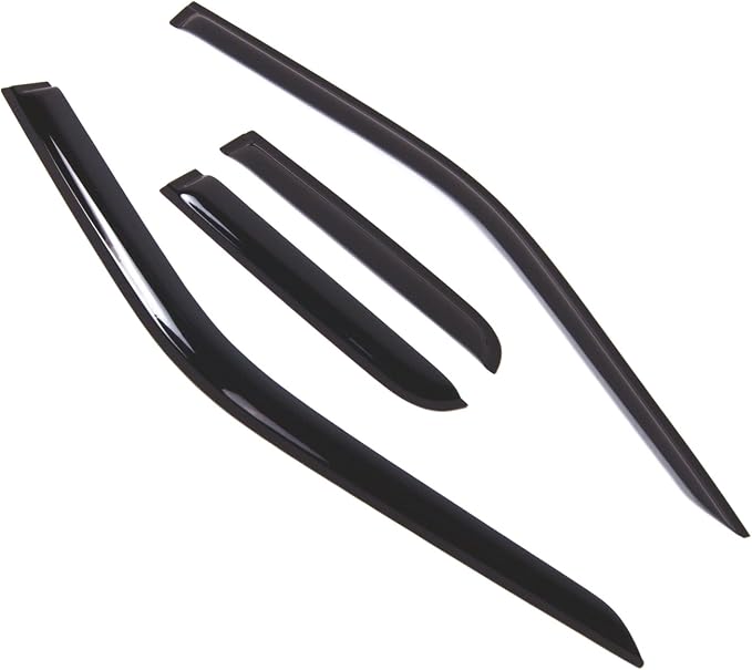 WD2-793 Dark Smoke 4 Pcs Set Window Visor (Outside Mount) Deflector Rain Guard Compatible with 2015-2016 Ford F-150 SuperCab/Extended Cab