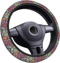 Elastic Steering Wheel Cover Car Accessories Cute Universal 15 Inch Absorbing Sweat Non-Slip Breathable for Woman - Colorful Mandala