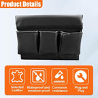 Car Window Armrest Storage Box, Leather Car Side Door Armrest Organizer Storage Bag with Multiple Pockets, Universal Comfortable Elbow Rest Pad Cushion for Auto Interior Accessories (Black)