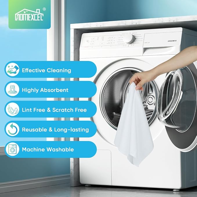 White Microfiber Cleaning Cloth, 24 Pack Cleaning Towels for Kitchen, Lint Free, Scratch-Free, Highly Absorbent, and Reusable Cleaning Rags for House, Window and Glass, Cars, 11.5 X11.5 inch