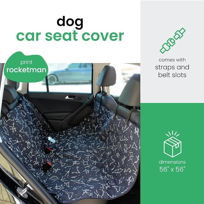 3-in-1 Back Seat Cover for Dogs, 100% Cotton Canvas Back Seat Hammock with Headrest Straps, Belt Slots, & Anchors, Non-Skid Cargo Area Cover, Machine Washable, No Harmful Chemicals, 56"x56"