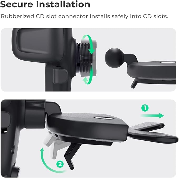 Easy One Touch Signature CD Slot Mount - Universal Car Phone Holder for iPhone, Google, Samsung, Moto, LG, and all other Smartphones