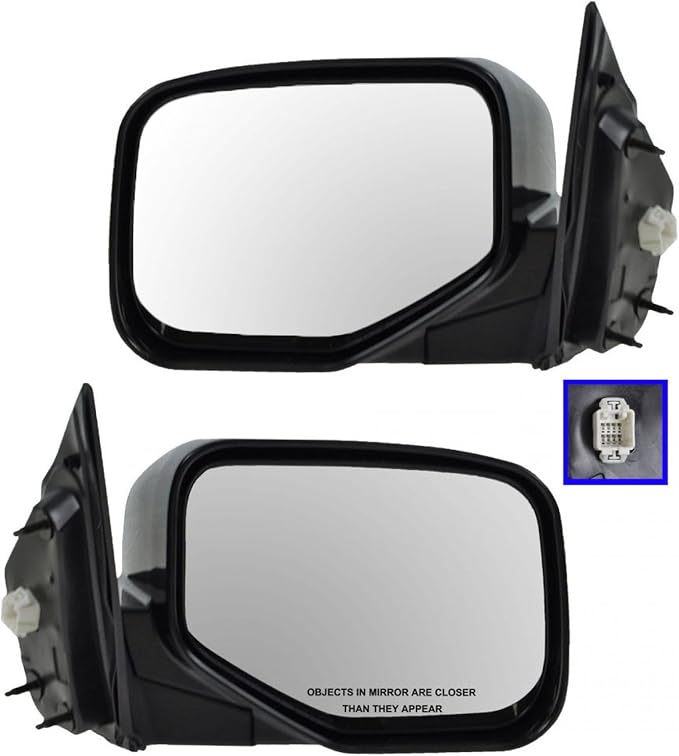 2 Piece Driver and Passenger Side Mirror Assembly Set Electric Adjustment Non-Heated No Memory Black Compatible with 2006-2014 Honda Ridgeline HO1320229 HO1321229